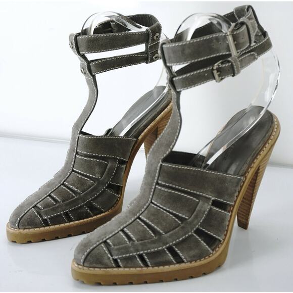 Alexander Wang Suede Leather Abbey Strappy Heel Sandals Size 38 NEW $495 Abby - Picture 2 of 11